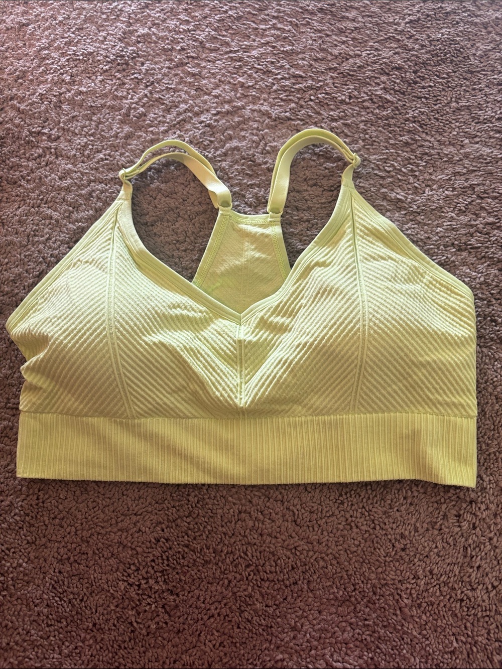 PINK Victoria's Secret Ribbed Lemon Yellow Seamless Sports Bralette